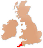 The relative location of Cornwall within the U.K. & Ireland