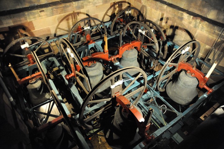 Bells mounted in the belfry